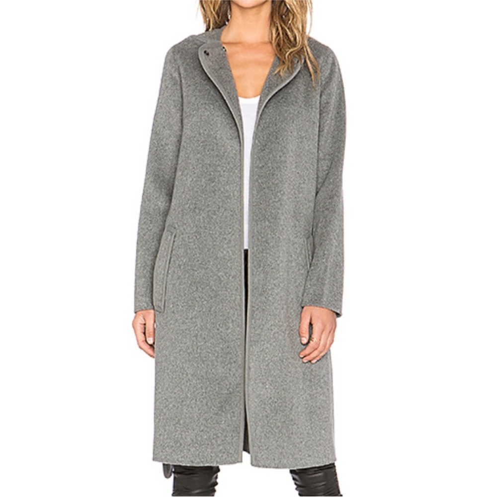 Vince Wool Blend Car Coat Gray